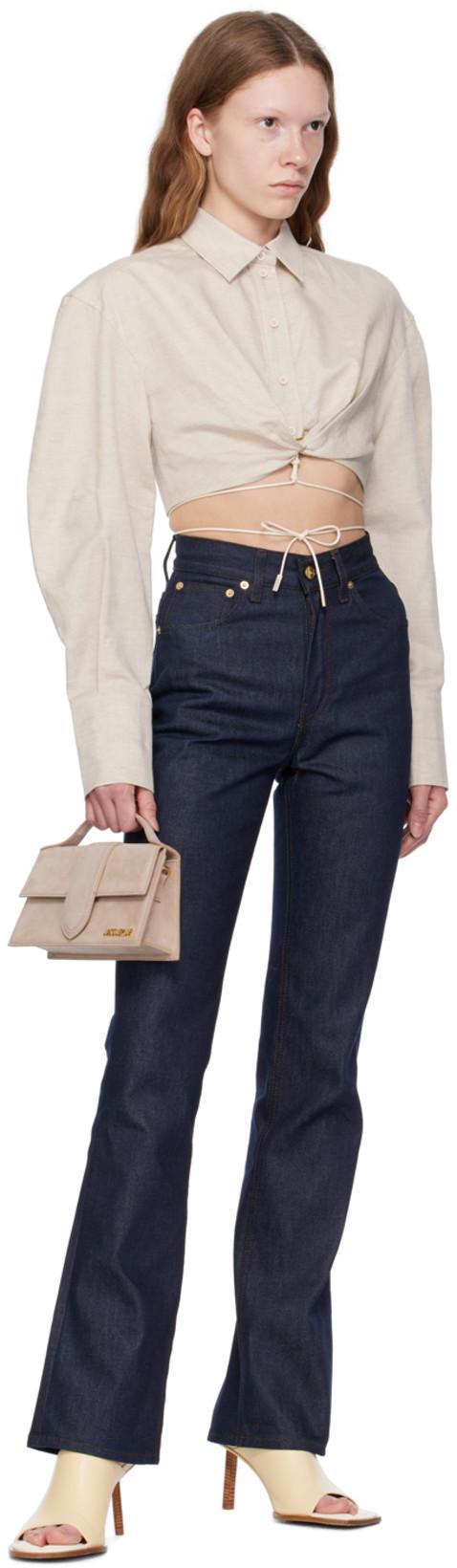 JACQUEMUS La Chemise Plidao Cotton And Linen Top In Light Beige