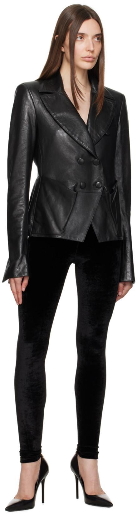 TOM FORD Stretch Lustrous Velour Signature Leggings In Black