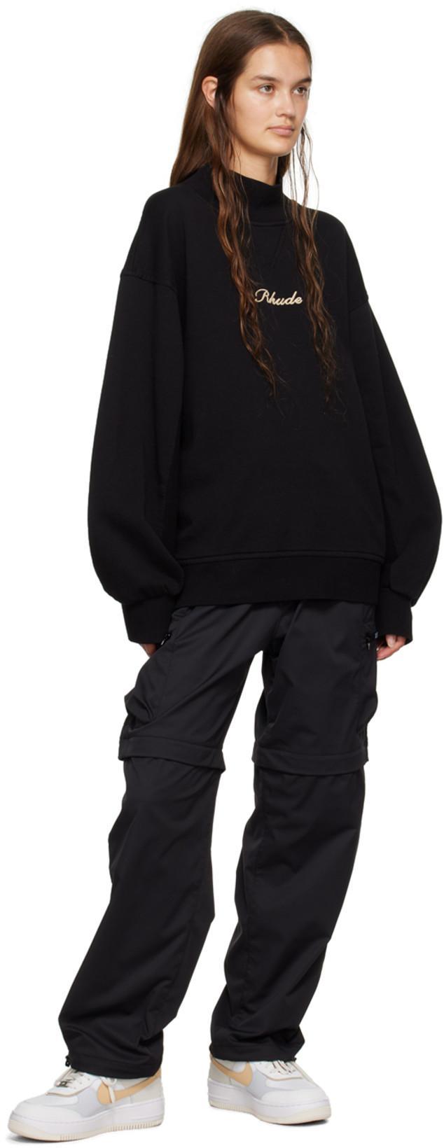 RHUDE Embroidered Logo Fleece Sweatshirt In 0372 Black