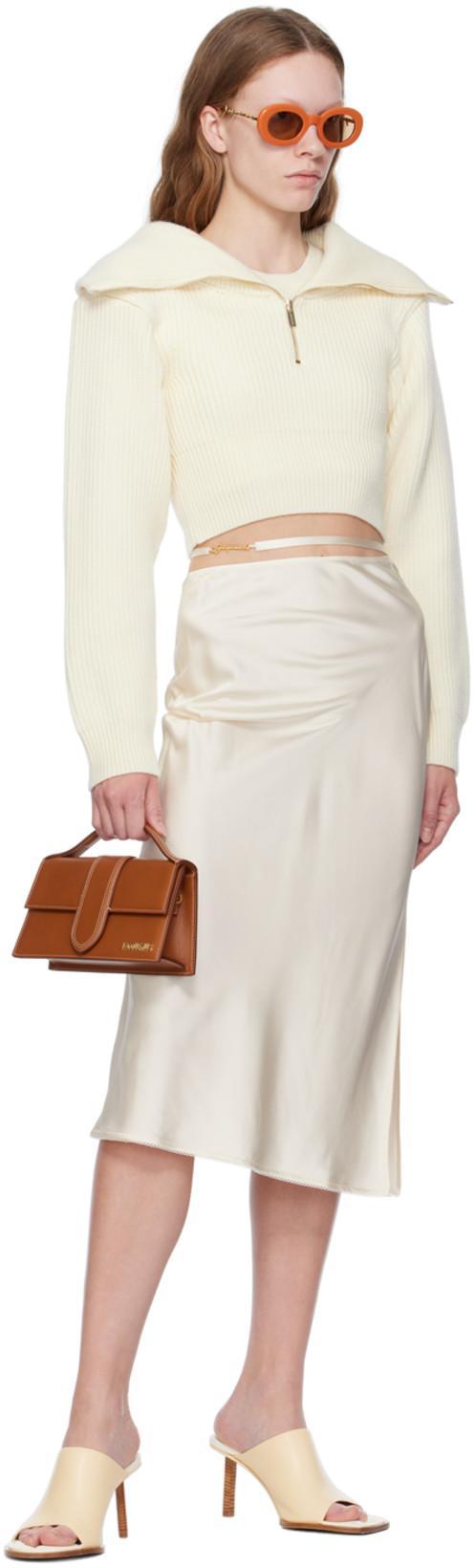 JACQUEMUS Neutral La Maille Risoul Cropped Wool Sweater In Neutrals