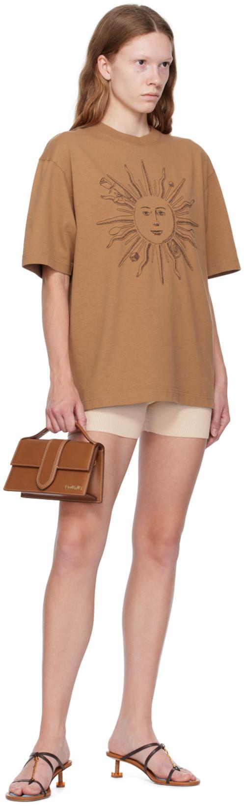 JACQUEMUS High Waist Knitted Cycling Shorts In Beige