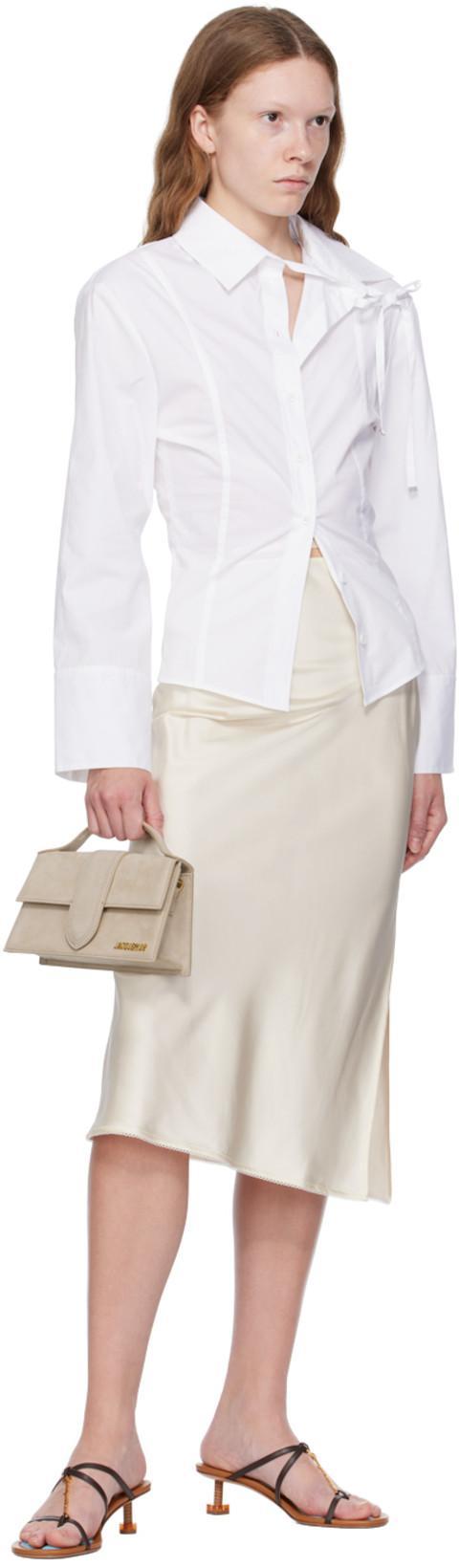 JACQUEMUS La Chemise Ruban Stretch Cotton Shirt In White