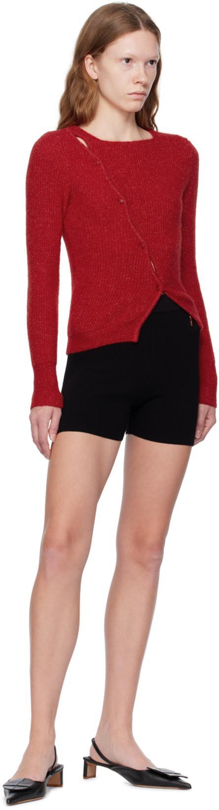 JACQUEMUS High-waisted Ribbed Cycling Shorts In Black