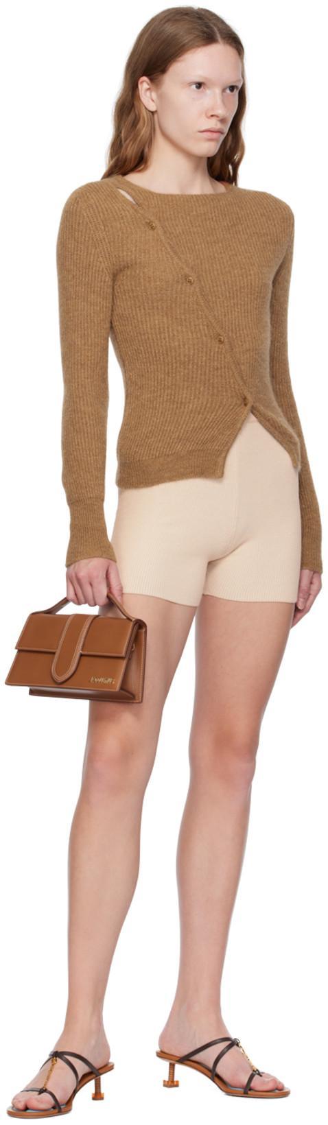 JACQUEMUS High Waist Knitted Cycling Shorts In Beige