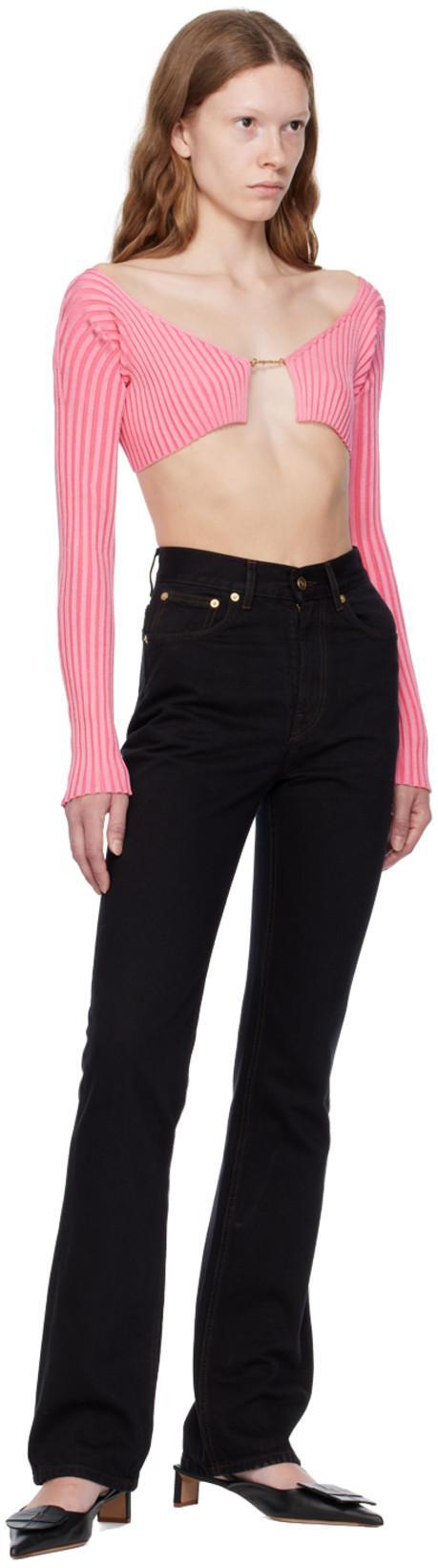JACQUEMUS La Maille Pralu Cropped Cardigan In Pink