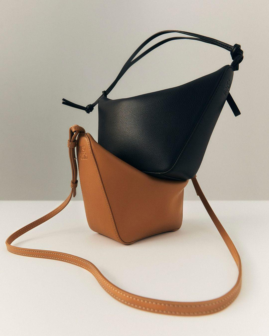 LOEWE Small Puzzle Edge Shoulder Bag In Gingham Raffia In Naturallight Blue