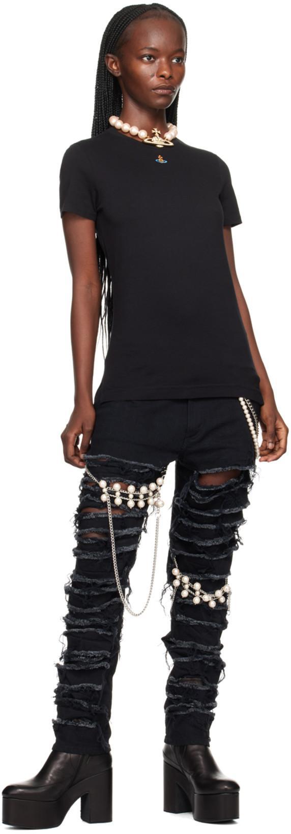 VIVIENNE WESTWOOD Orb Logo-embroidered T-shirt In Black