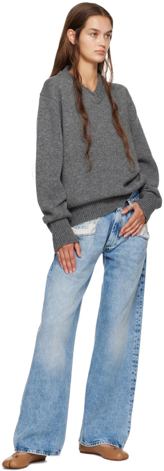 MAISON MARGIELA Mother Grey Stretch Denim The Doozy Sneak Fray Jeans In Brown