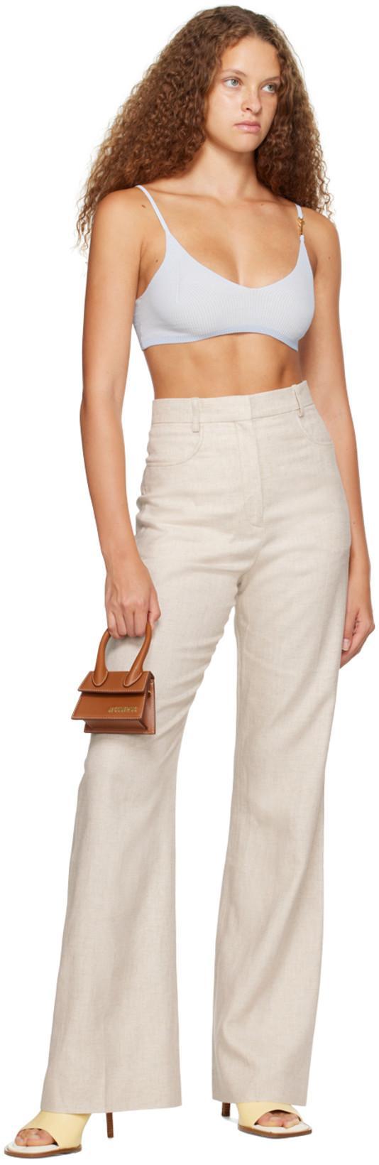 JACQUEMUS Le Pantalon Sauge Flared Trousers In Weiss