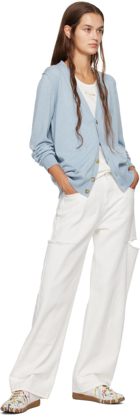 MAISON MARGIELA White High-rise Distressed Jeans