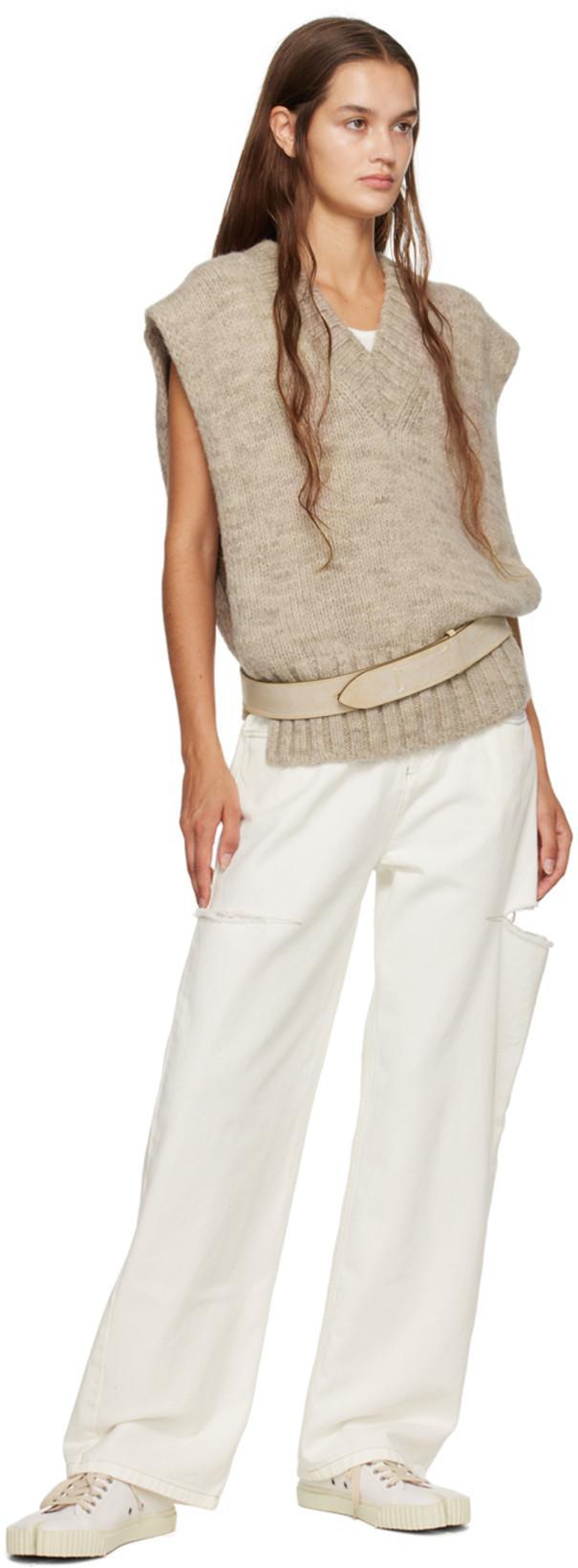 MAISON MARGIELA White High-rise Distressed Jeans