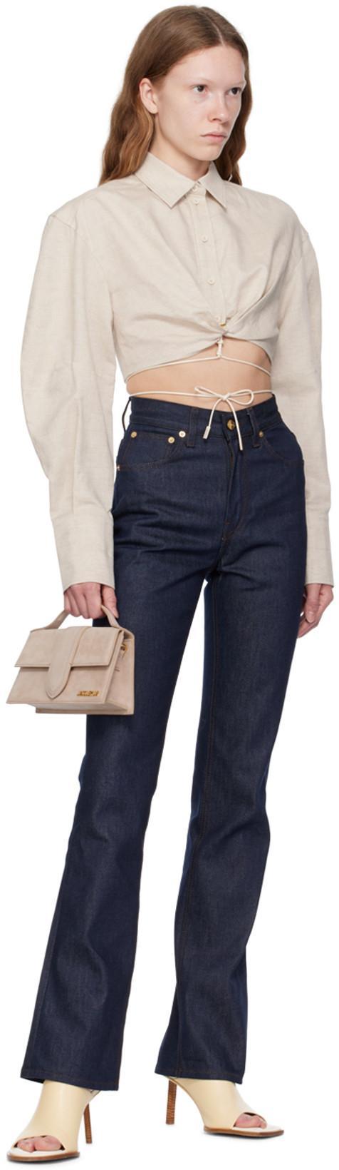 JACQUEMUS La Chemise Plidao Cotton And Linen Top In Light Beige