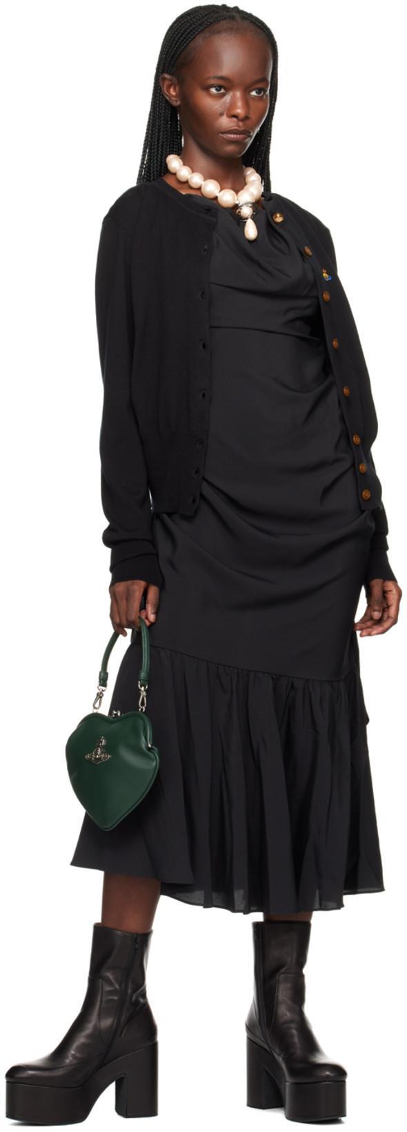 VIVIENNE WESTWOOD Cropped Cardigan With Distinctive Buttons And Embroidered Emblem In Black