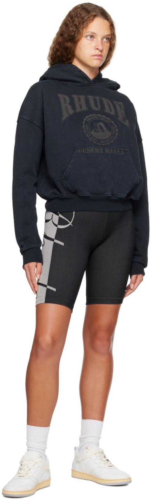 RHUDE Logo-print High-waisted Shorts In Black