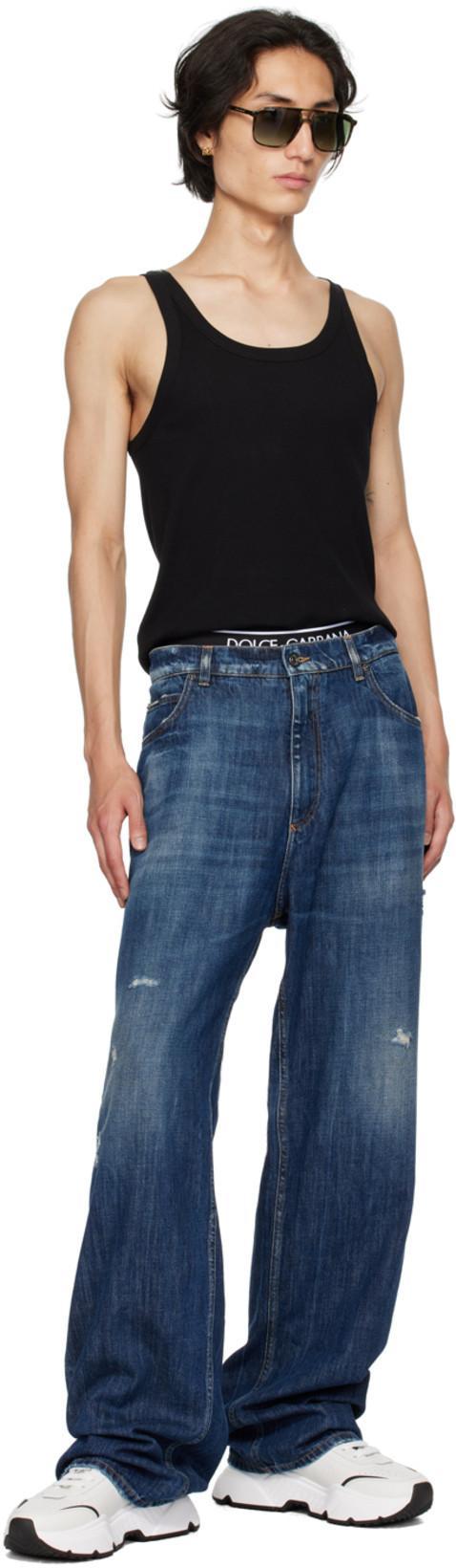 DOLCE & GABBANA Men Marcello Ribbed Tank Top In Black