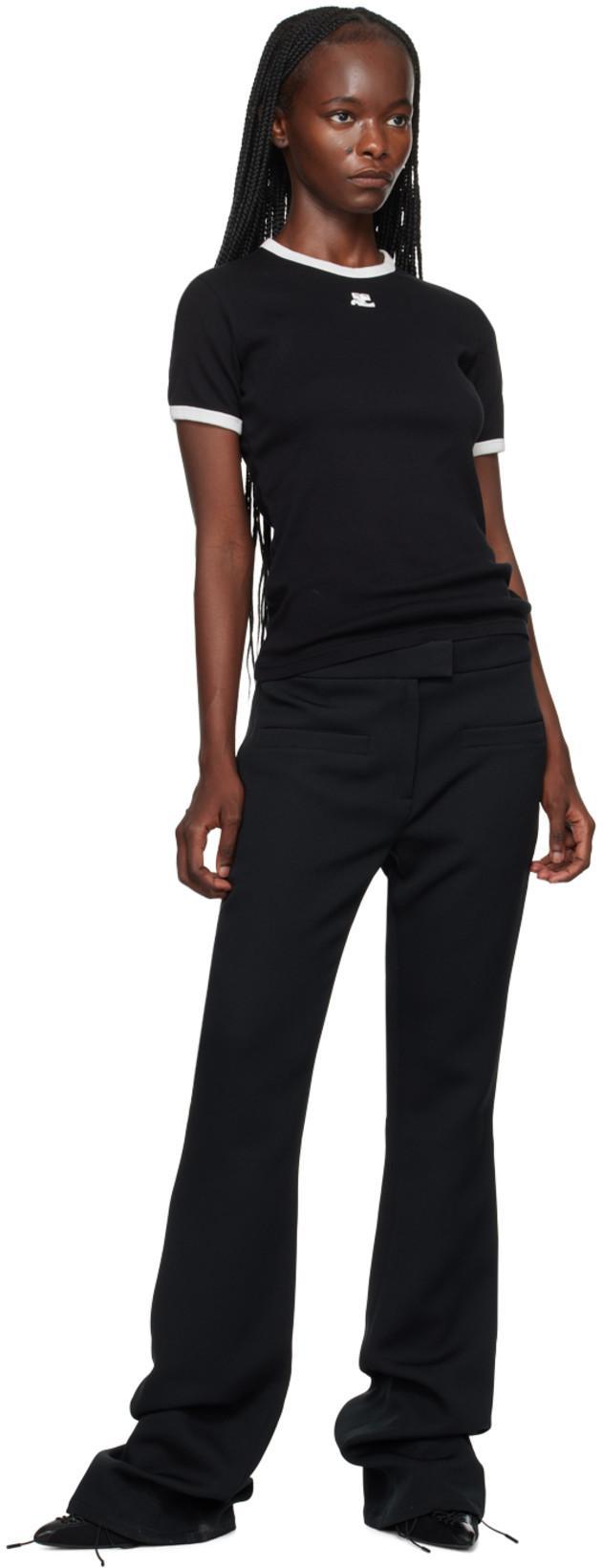 COURRÈGES Bumpy Contraste Reeditio T-shirt In Black