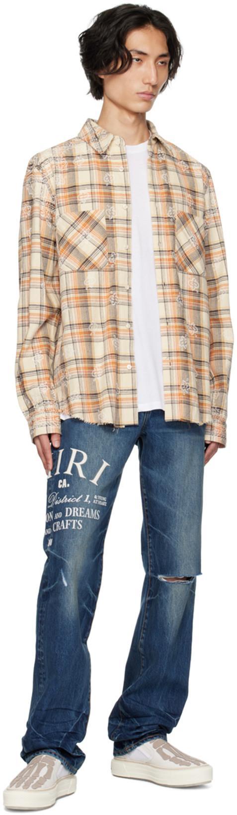 AMIRI White Crewneck T-shirt With Logo Print On The Front In Gray