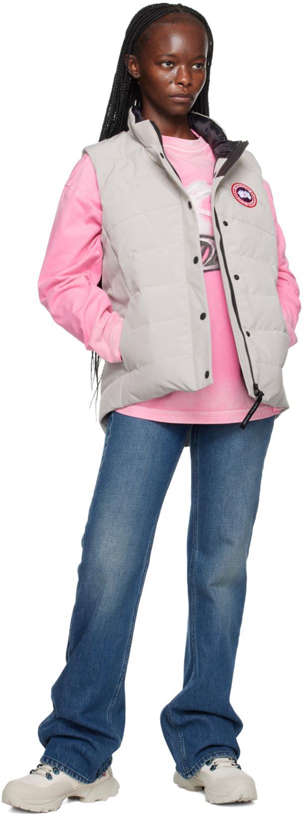 CANADA GOOSE Womens Funnel-neck Brand-patch Shell Gilet Limestone