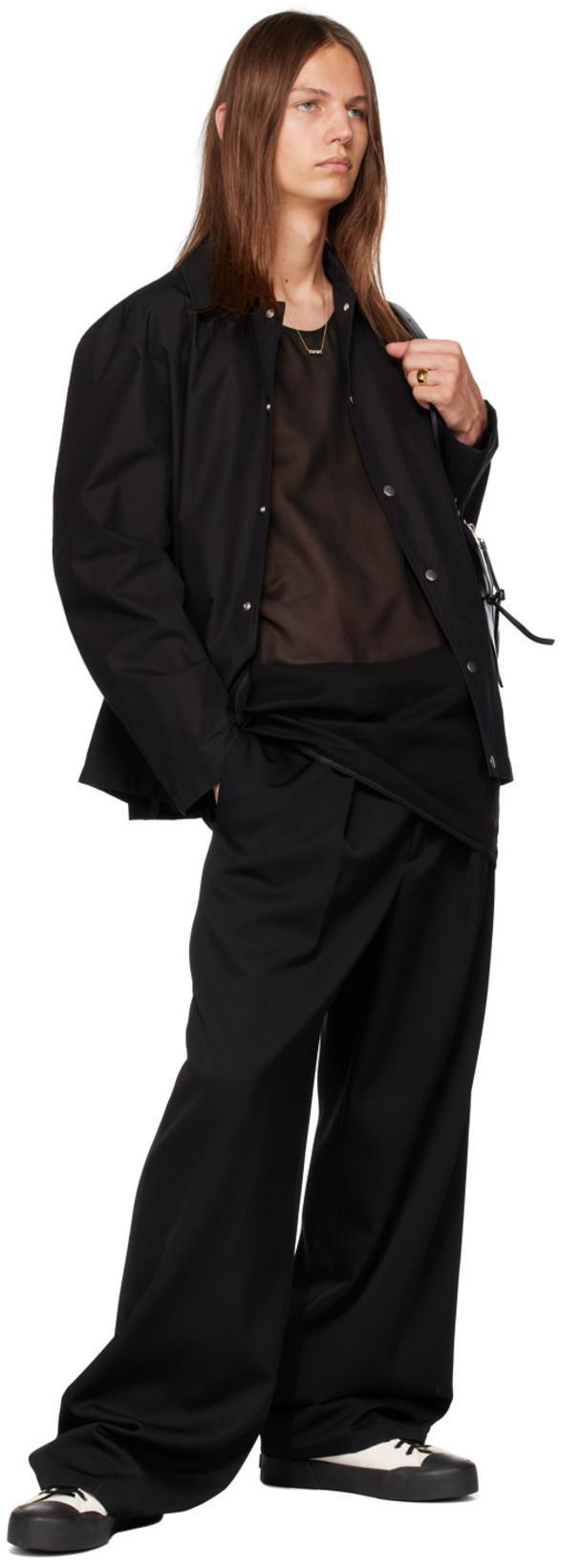 JIL SANDER Black Virgin Wool Felt Shirt Jacket