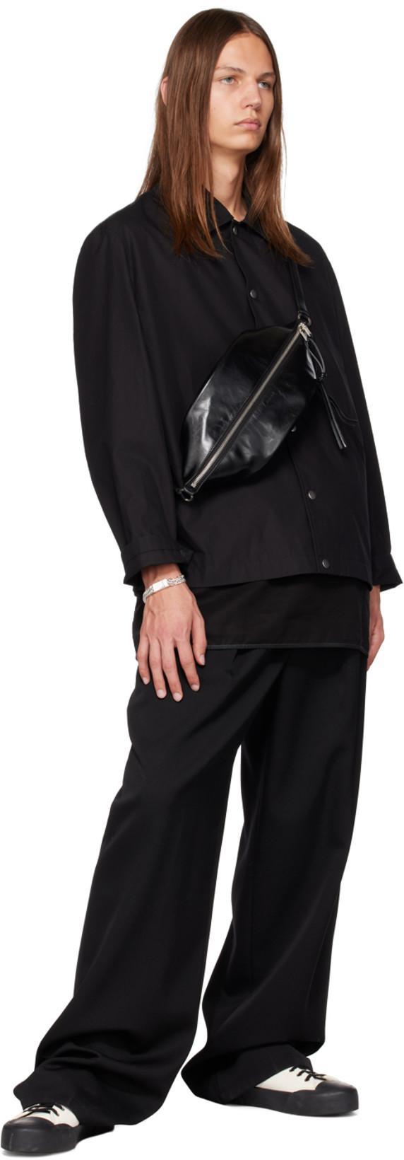 JIL SANDER Black Virgin Wool Felt Shirt Jacket