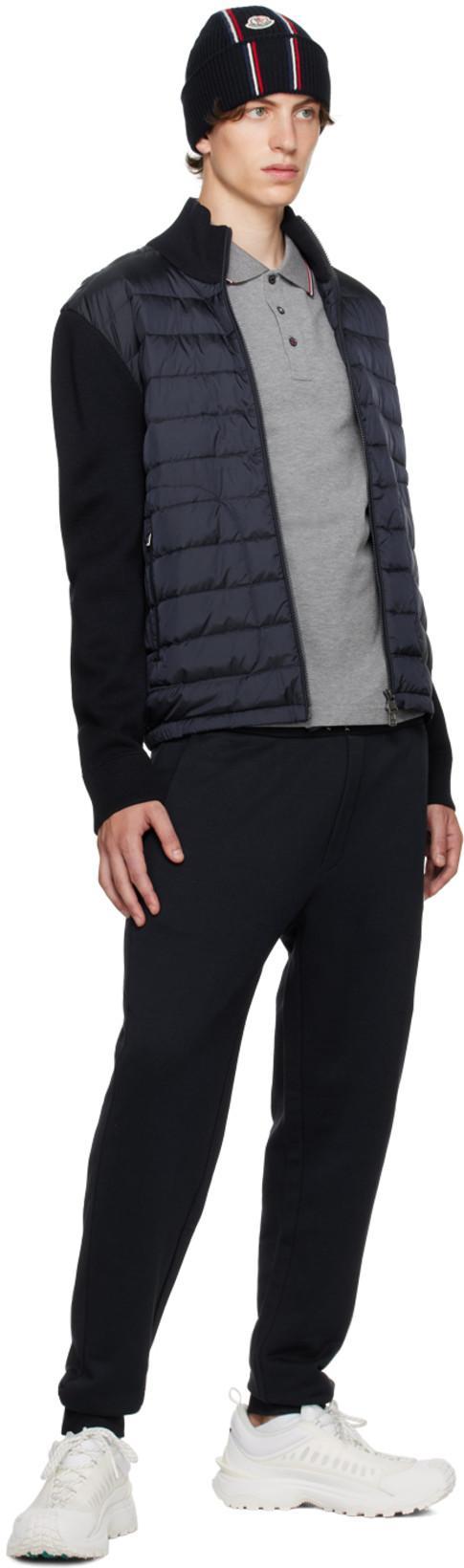 MONCLER Wool Blend Tricot Down Jacket In Navy