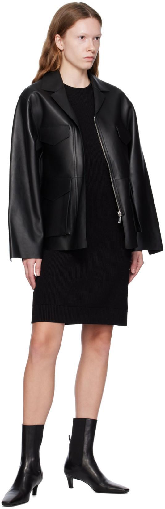TOTÊME Zipped Wide-sleeve Leather Jacket In Black
