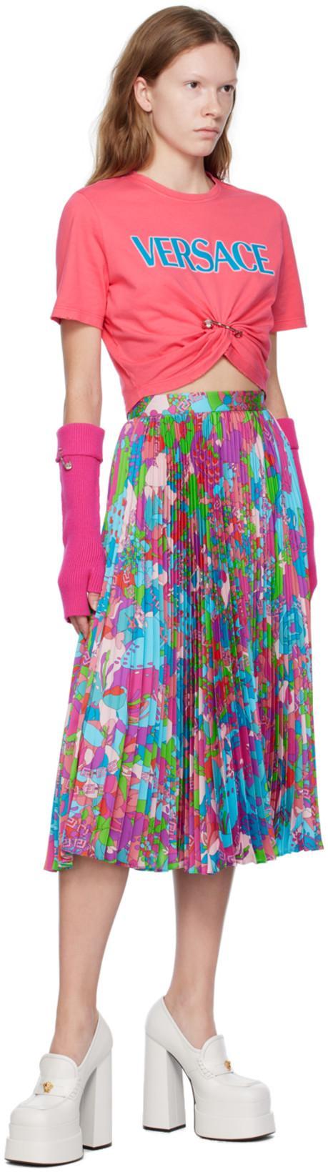 VERSACE Medusa Safety Pin Fingerless Gloves In 1po30/hot Pink