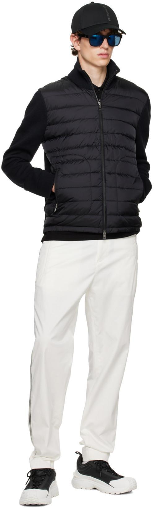 MONCLER Wool Blend Tricot Down Jacket In Navy