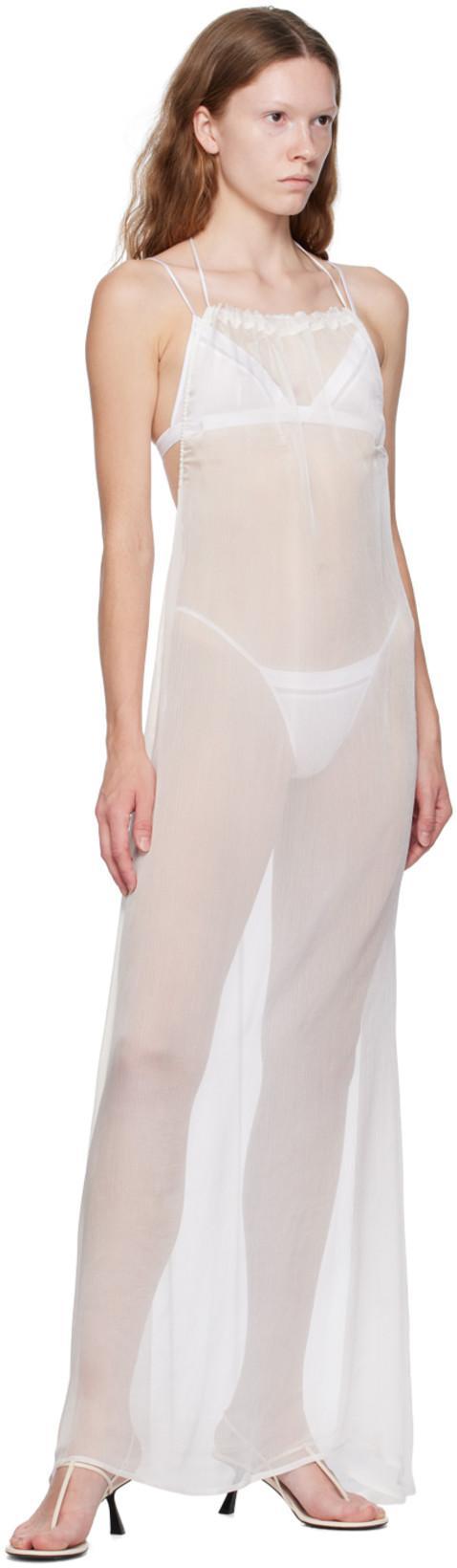 KIKI DE MONTPARNASSE Intime Stretch Silk Trimmed Thong In White