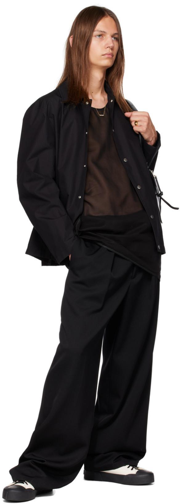 JIL SANDER Black Virgin Wool Felt Shirt Jacket