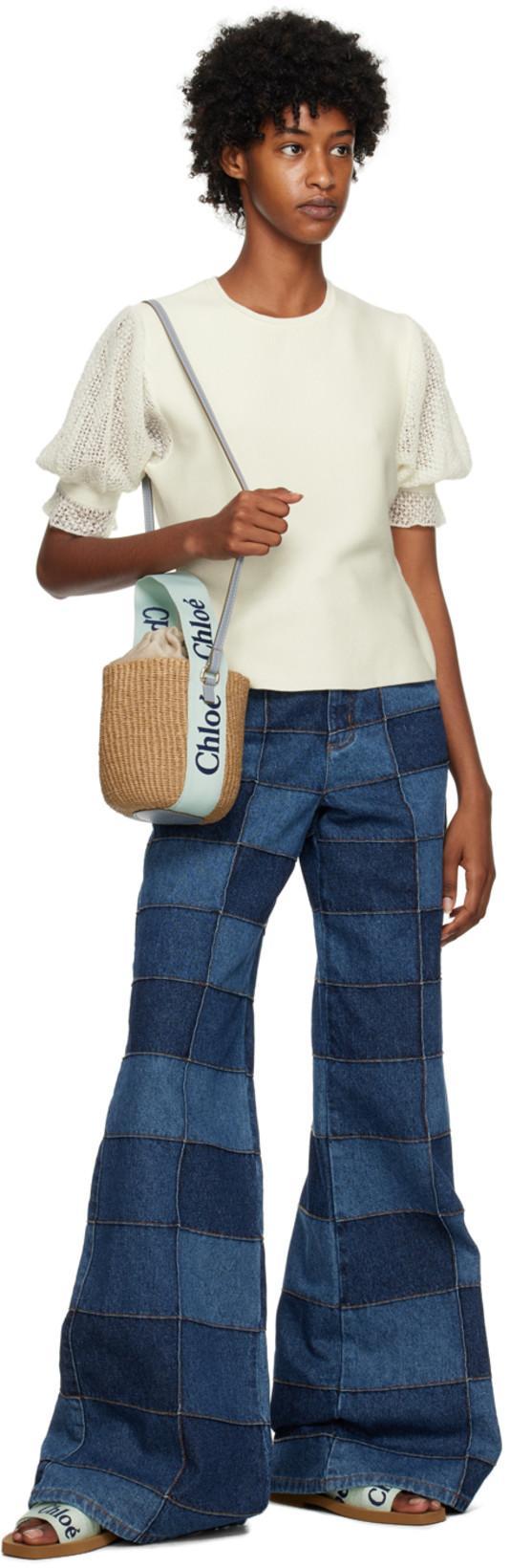 CHLOÉ Woody Canvas Slides In 97s Green - Blue 1