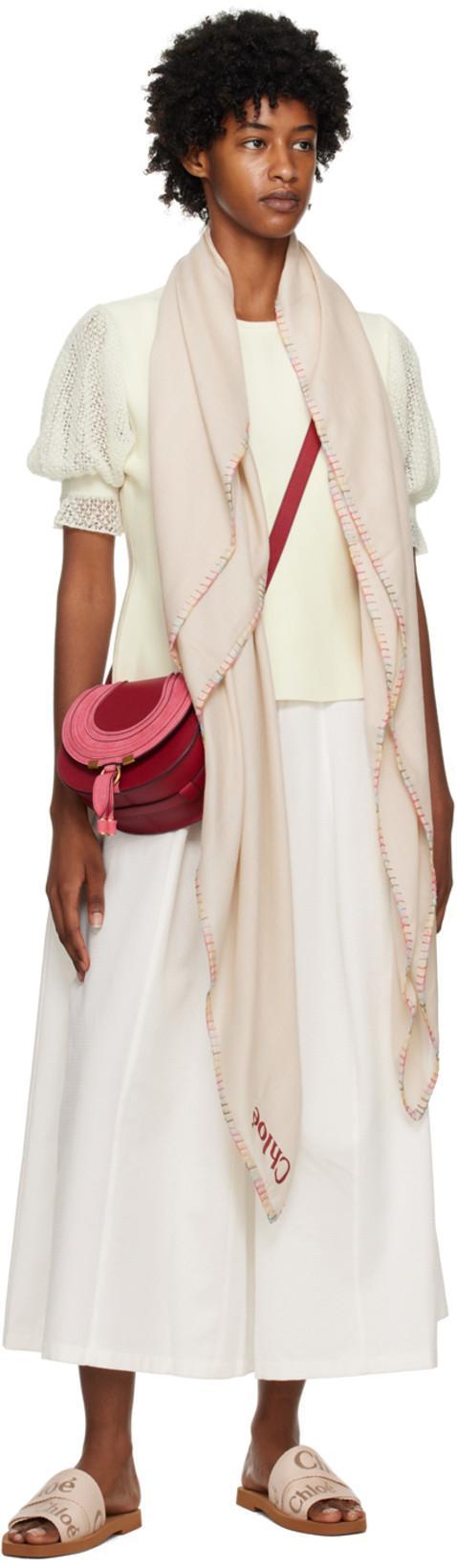 CHLOÉ Woody Embroidery Flat Slides In Gold