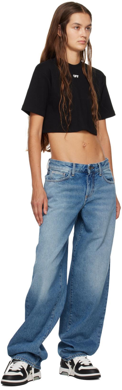 OFF-WHITE Off White Cropped T Shirt With Off Embroidery In Black