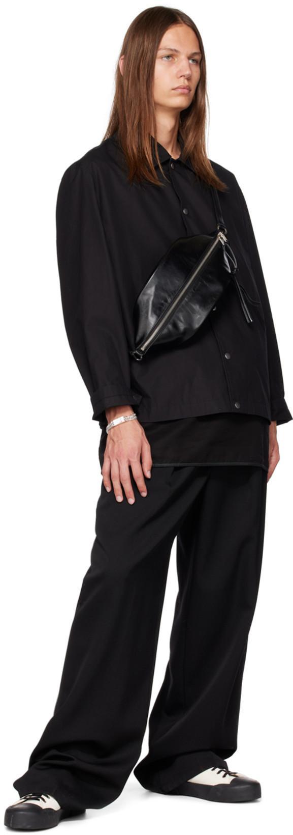 JIL SANDER Black Virgin Wool Felt Shirt Jacket