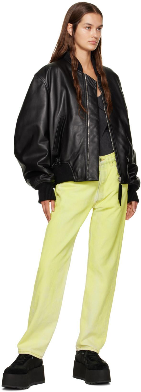 ATTICO Anja Bomber Leather Jacket In Black