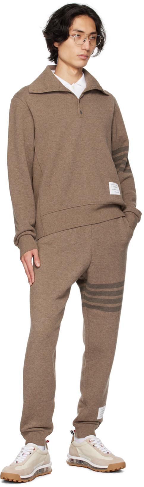 THOM BROWNE Sweatpants 4 Bar In Wool Loopback In Brown