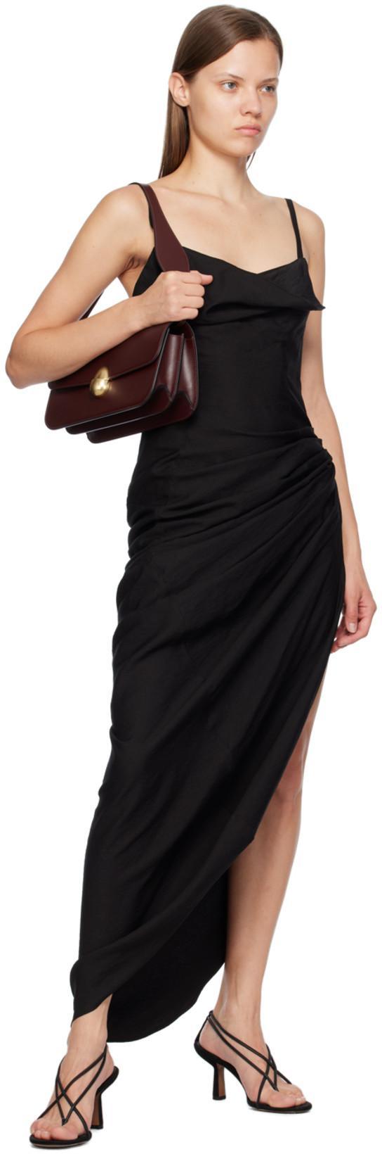 JACQUEMUS La Robe Saudade Long Viscose Blend Dress In Black