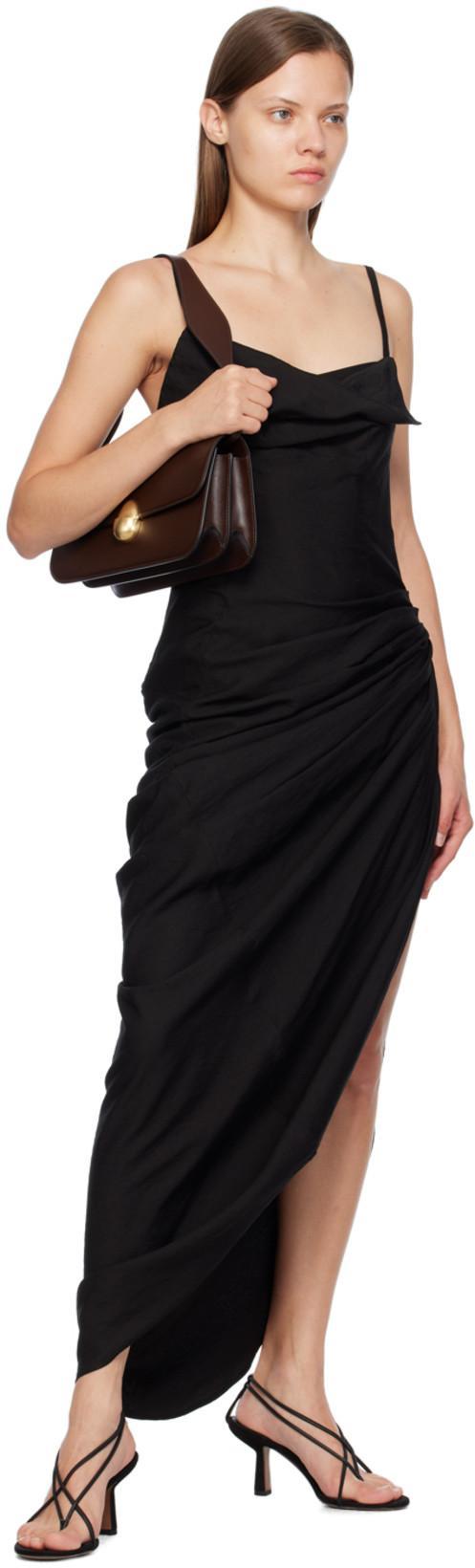 JACQUEMUS La Robe Saudade Long Viscose Blend Dress In Black