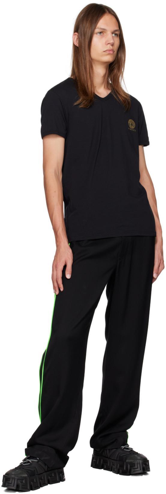 VERSACE White Crewneck T-shirt With Medusa Print On The Front In Black