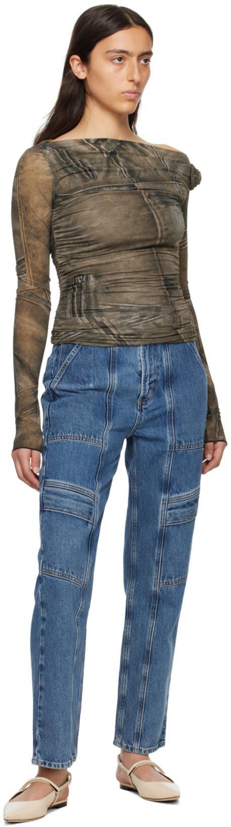 AGOLDE High-waisted Organic Cotton Cargo Trousers In Blue