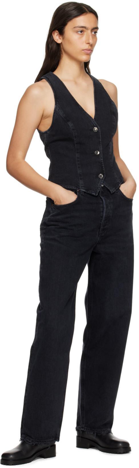 AGOLDE Mid-rise Wide-leg Denim Trousers In Black