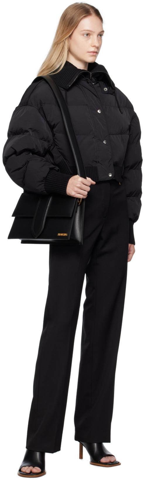 JACQUEMUS Caraco Layered Ribbed-knit And Quilted Shell Jacket In Black