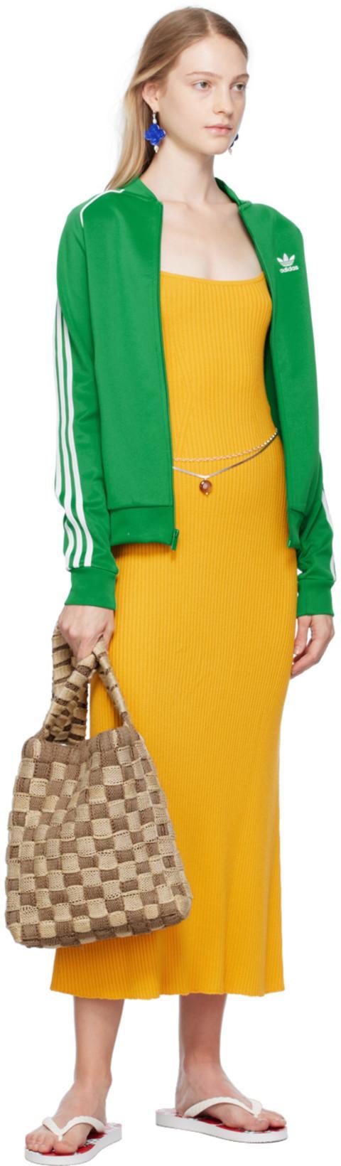 CHLOÉ Yellow Ribbed Long Dress In 730 Dark Honey