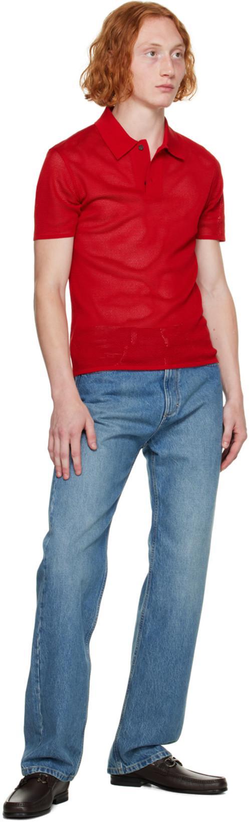 FERRAGAMO Red Spread Collar Polo