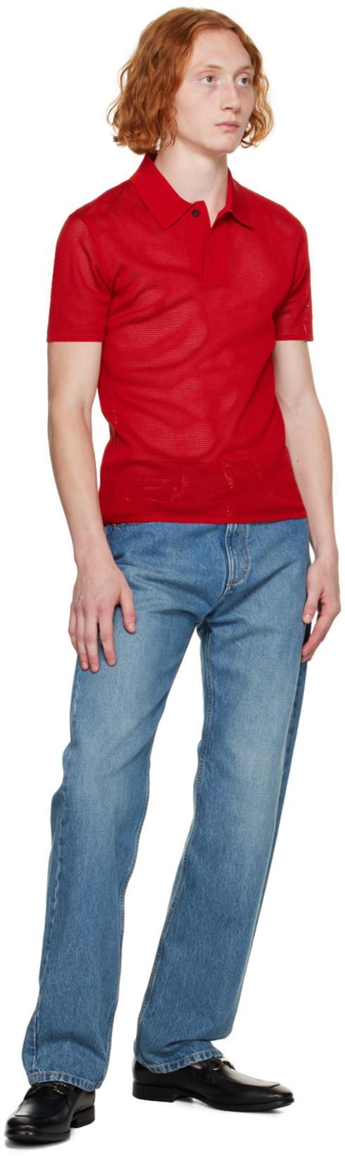 FERRAGAMO Red Spread Collar Polo
