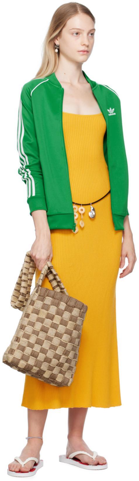 CHLOÉ Yellow Ribbed Long Dress In 730 Dark Honey