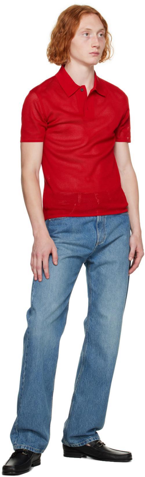 FERRAGAMO Red Spread Collar Polo