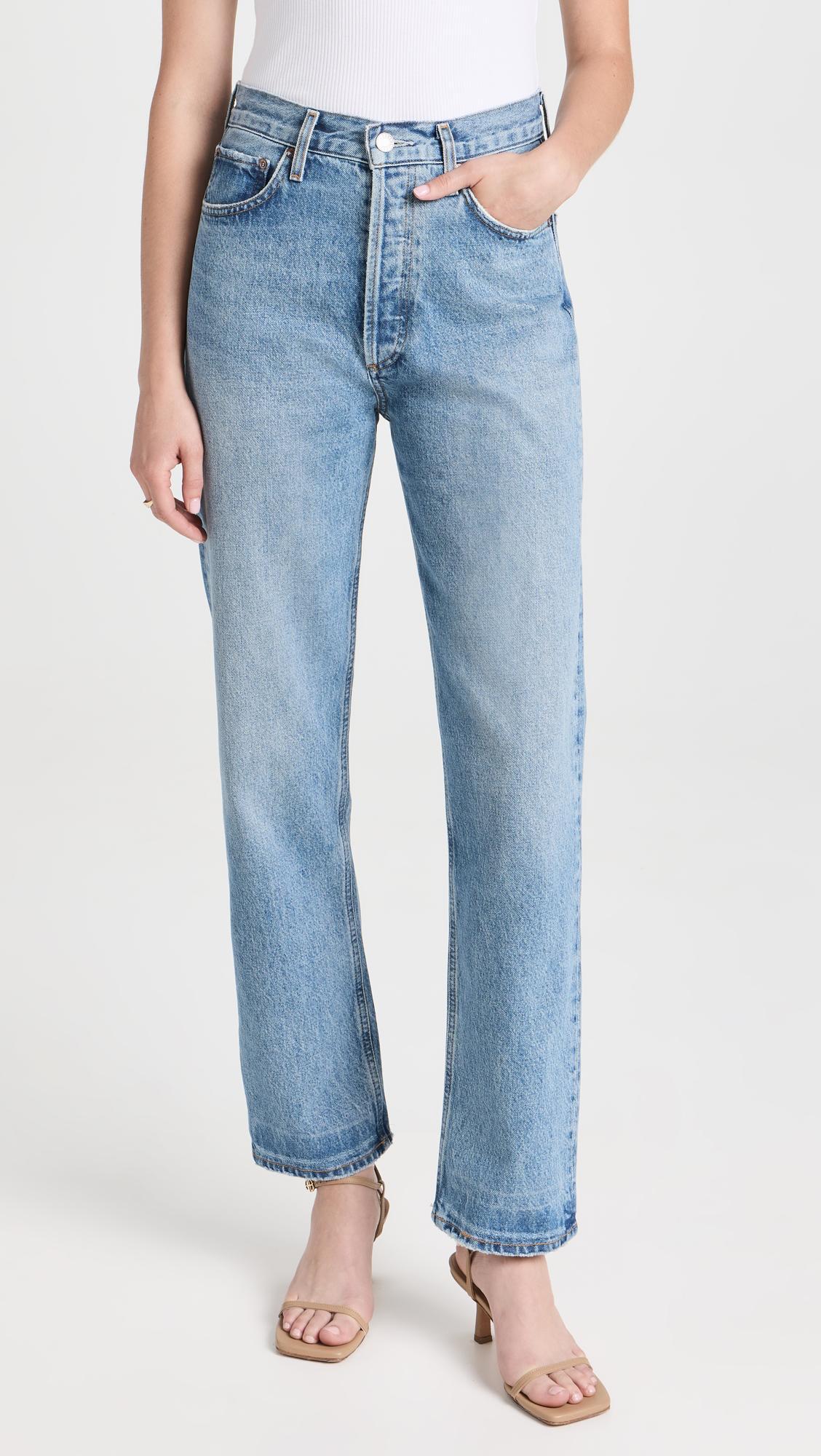 AGOLDE Riley Cropped Straight-leg Jeans In Blue