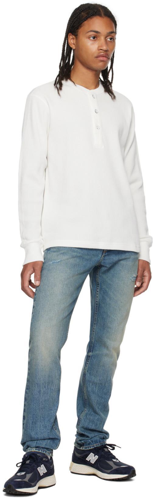 RAG & BONE Cotton Blend Waffle Knit Henley In White