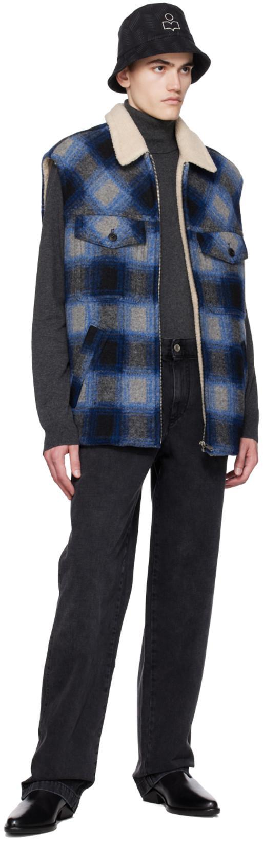 ISABEL MARANT Vest Sleeveless Zippered Check Motif In Blue